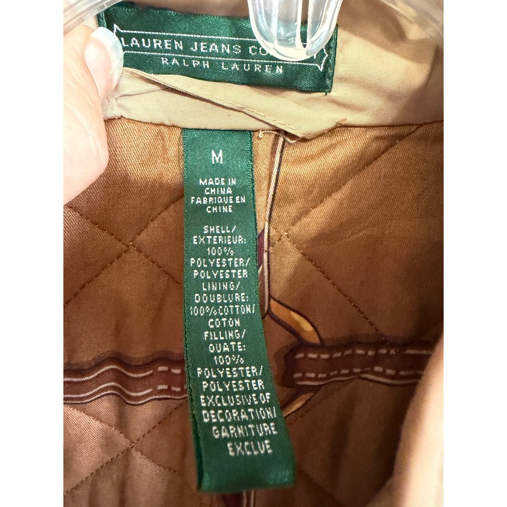 Lauren Ralph Lauren Quilted Barn Jacket Womens M Tan Equestrian Town & Country - Picture 8 of 10